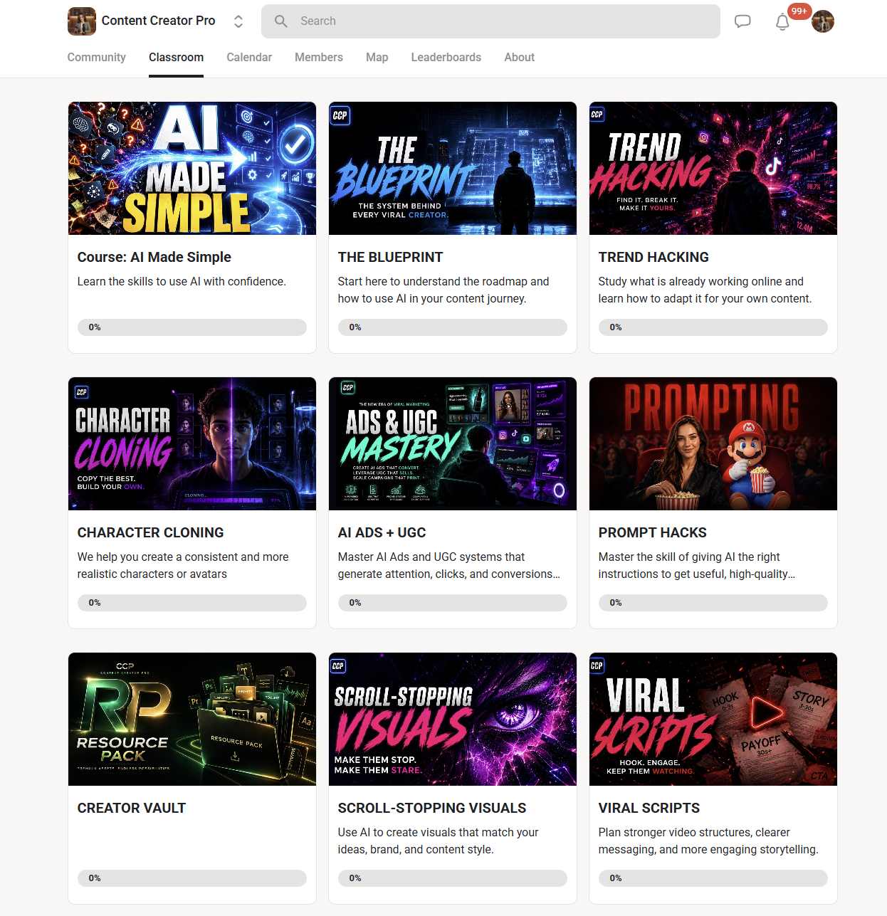 Content Creator Pro classroom preview